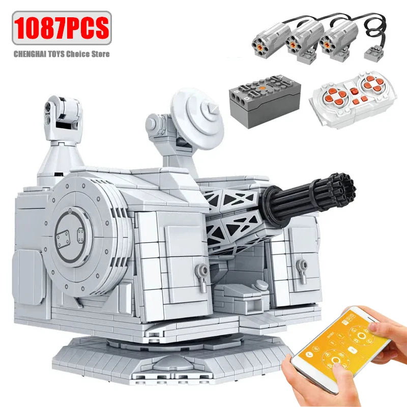 1087Pcs Military 1130 Close Range Gun Building Blocks Model Modern Naval Weapons Idea Bricks Toy for Children Christmas Gift Set