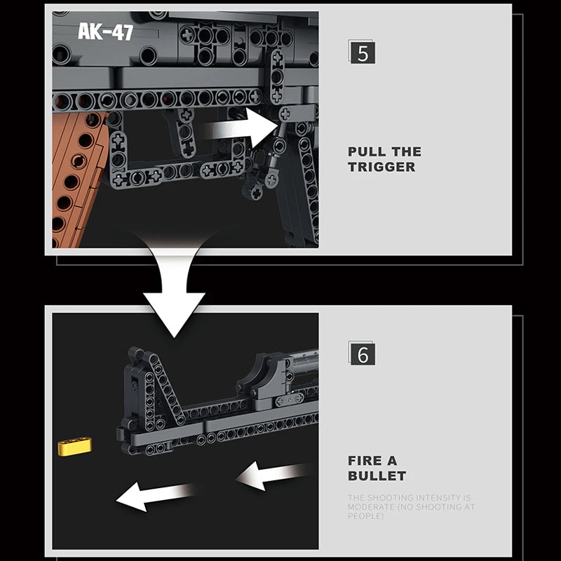 1366 Pieces AK47 Assault Rifle Model Building Blocks Military Army Weapon Shootable Imitation Gun Bricks Toys Gift For Childrens