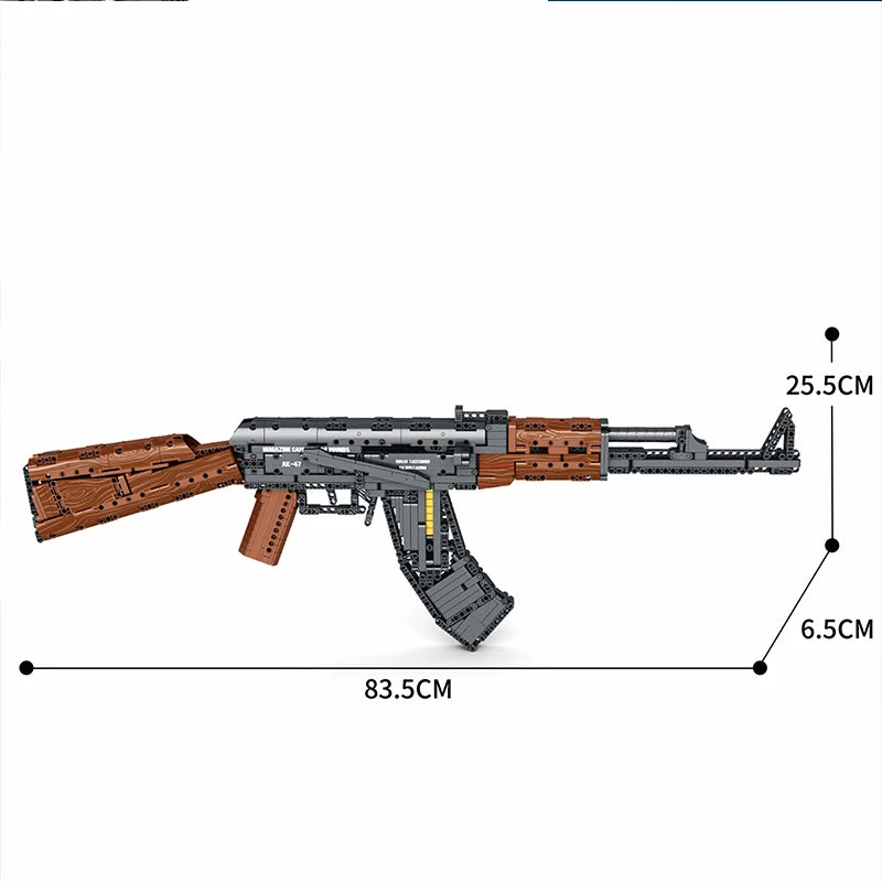 1366 Pieces AK47 Assault Rifle Model Building Blocks Military Army Weapon Shootable Imitation Gun Bricks Toys Gift For Childrens