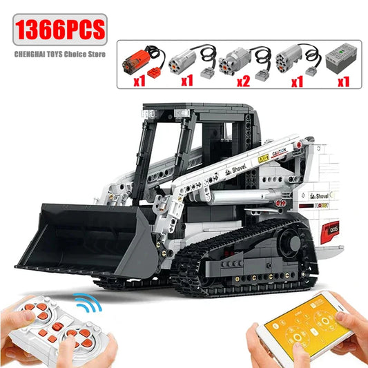 1366PCS Bobcat Loader Building Blocks Remote Control City Engineering Vehicle MOC Technology Blocks Kids DIY Toy Birthday Gifts