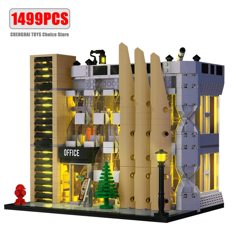 1499pcs City Office Modular Building Bricks MOC Modern Infrastructure Architecture Model Blocks DIY Toy Gift Children Boys Girls