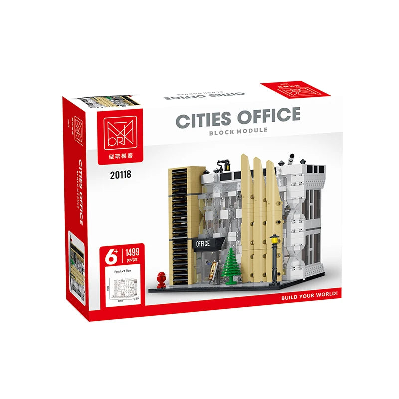 1499pcs City Office Modular Building Bricks MOC Modern Infrastructure Architecture Model Blocks DIY Toy Gift Children Boys Girls