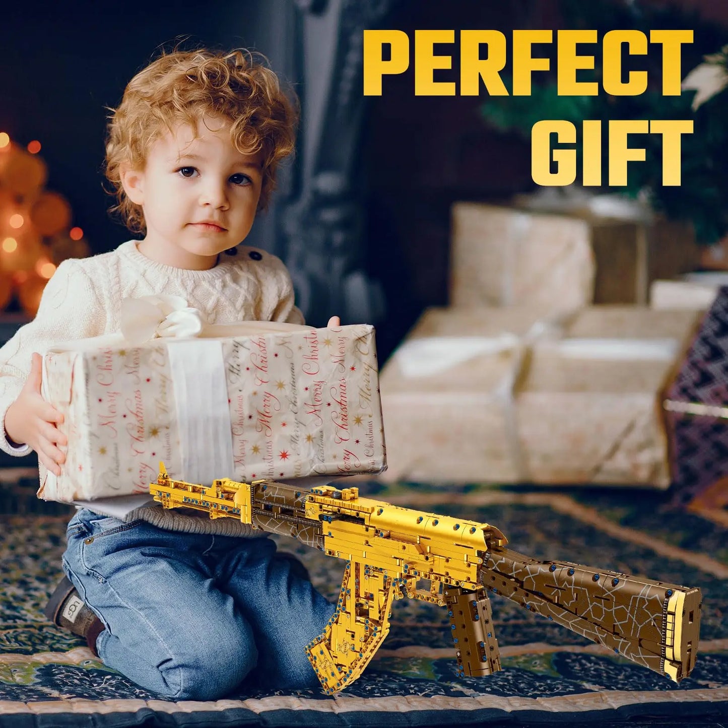 1548Pcs Gold AK47 Building Bricks Gun Collection Toy 1:1 Famous Rifle Model Building Blocks Set Shootable Simulation Weapon Gift