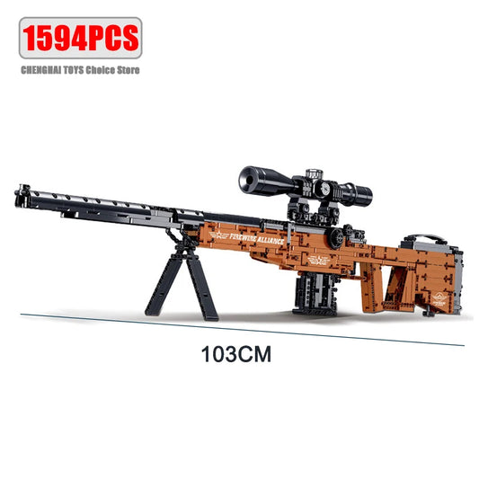 1594pcs AWM Sniper Gun Boys Firearms Series Sniper Rifle Building Blocks Bricks Model Toys for Kids Christmas Gifts