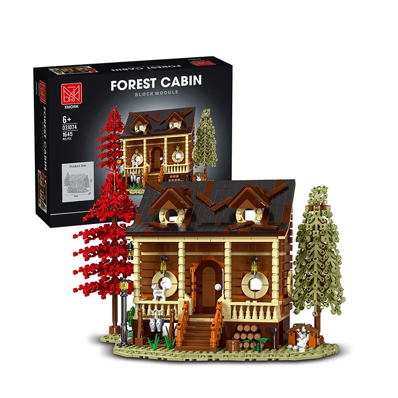 1645pcs Original Forest Cabin Streetview Building Blocks Model City Modular Architecture Kit Bricks Toy for Kid Boy Gifts