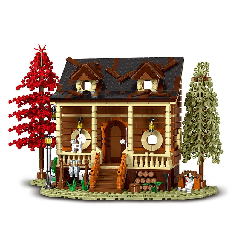 1645pcs Original Forest Cabin Streetview Building Blocks Model City Modular Architecture Kit Bricks Toy for Kid Boy Gifts