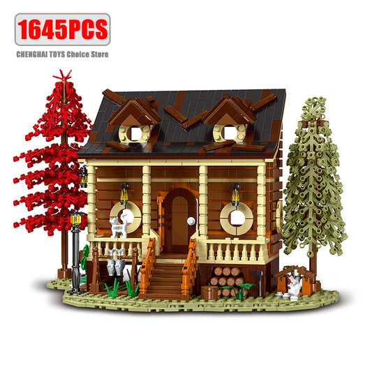 1645pcs Original Forest Cabin Streetview Building Blocks Model City Modular Architecture Kit Bricks Toy for Kid Boy Gifts