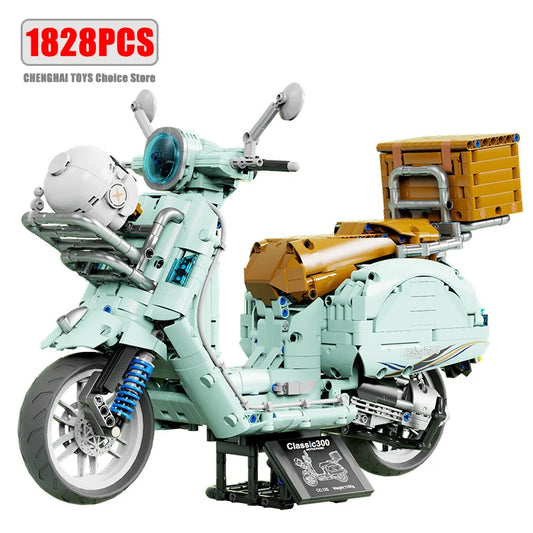 1828pcs 1:5 City Technical Motorcycle Car Model Building Blocks MOC Racing Motobike Vehicles Bricks Toy For Children Gifts T4025