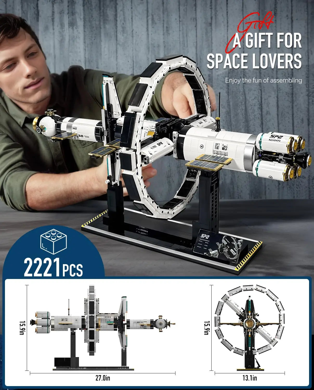 2221PCS Electric International Space Station Building Kit Adults Collectible Model Building Toys Sets Ideas Gifts for Boys Girls