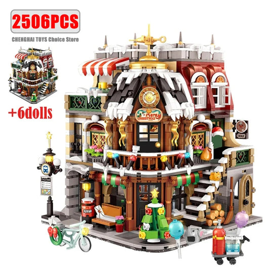 2506Pcs City Street View Mini Architecture Christmas Cafe House Building Blocks Friends Shop Figures Bricks Toys For Kids Gifts