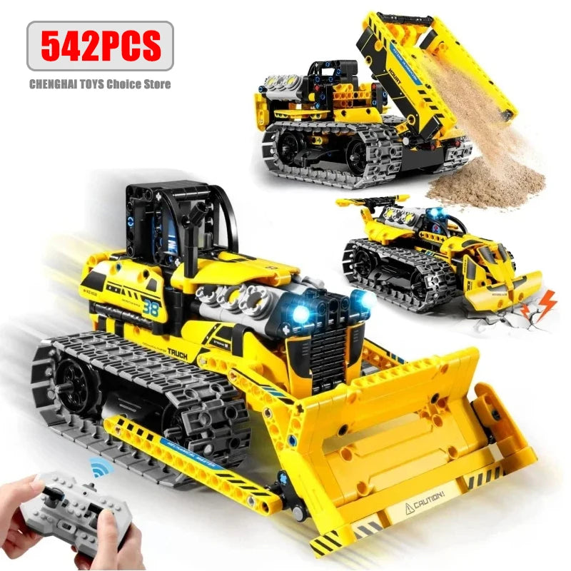 3 in 1 City Technical RC Car Robot Excavator Racing Car Building Blocks Remote Control Bulldozer Truck Bricks Gift Toys for Boy