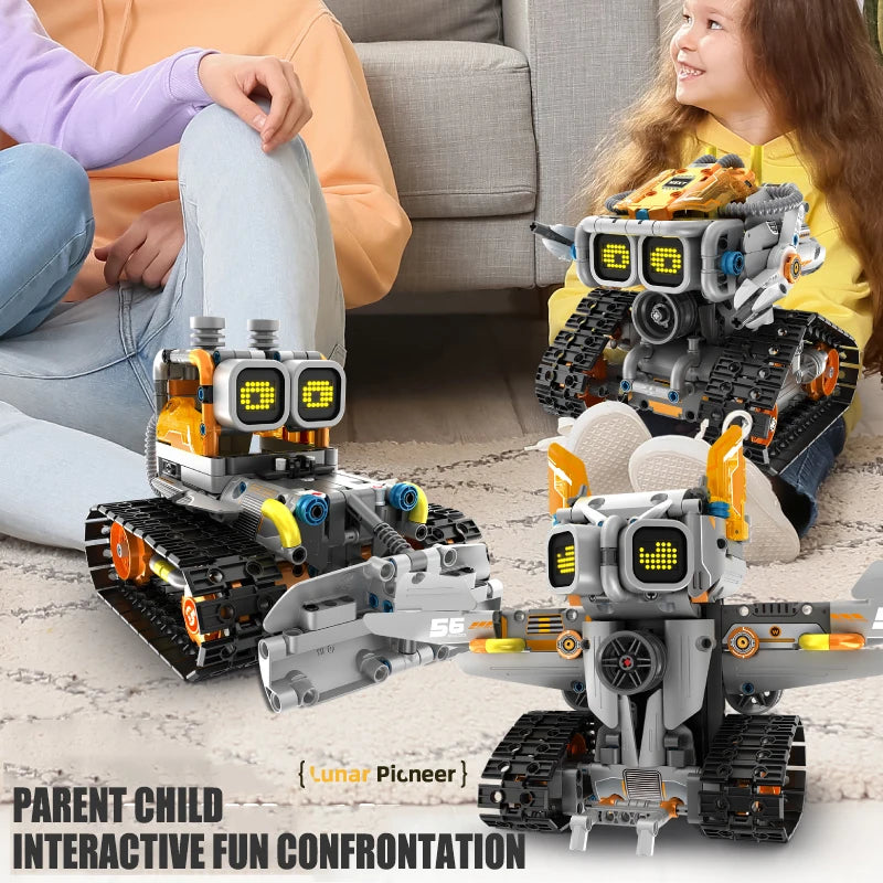 3 in 1 Remote Control Lunar Exploration Programming Truck/Bulldozer Building Blocks Stem Kits for Kids Educational Toy Boys Gift