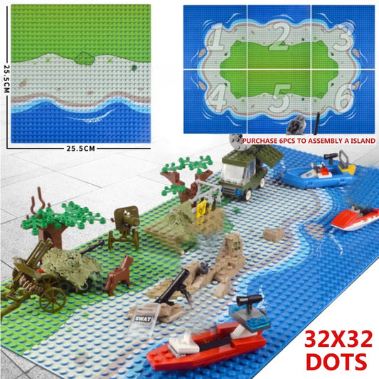 32x32 Dots Island Grassland Style Base Plate Parts for City Military Soldier Figures Moc Building Blocks Bricks Scene Kids Toys