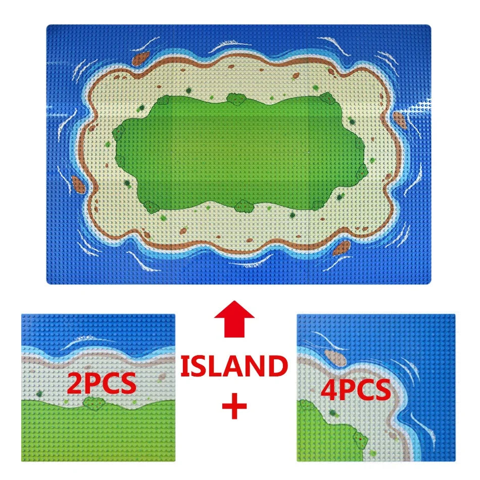 32x32 Dots Island Grassland Style Base Plate Parts for City Military Soldier Figures Moc Building Blocks Bricks Scene Kids Toys