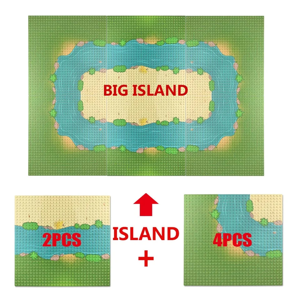 32x32 Dots Island Grassland Style Base Plate Parts for City Military Soldier Figures Moc Building Blocks Bricks Scene Kids Toys