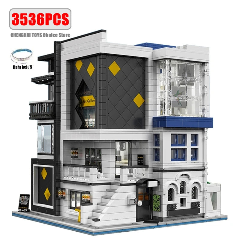 3536PCS City Street View Building Blocks Modular Architecture Model MOC-67005 Modern Art Gallery Toys for Childrens Boys Gifts