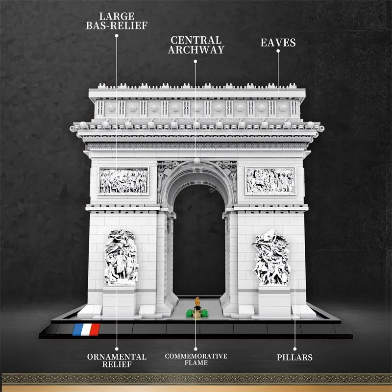 3718PCS Arc de Triomphe Model Building Blocks Paris landmark Building Bricks Desktop Decoration Diy Toys For Kids Holiday Gifts