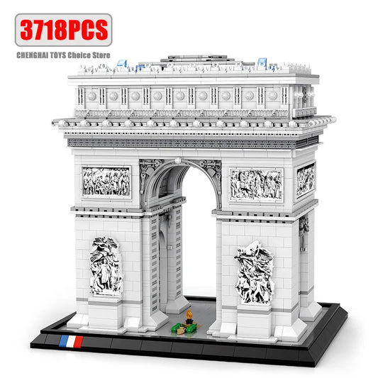 3718PCS Arc de Triomphe Model Building Blocks Paris landmark Building Bricks Desktop Decoration Diy Toys For Kids Holiday Gifts