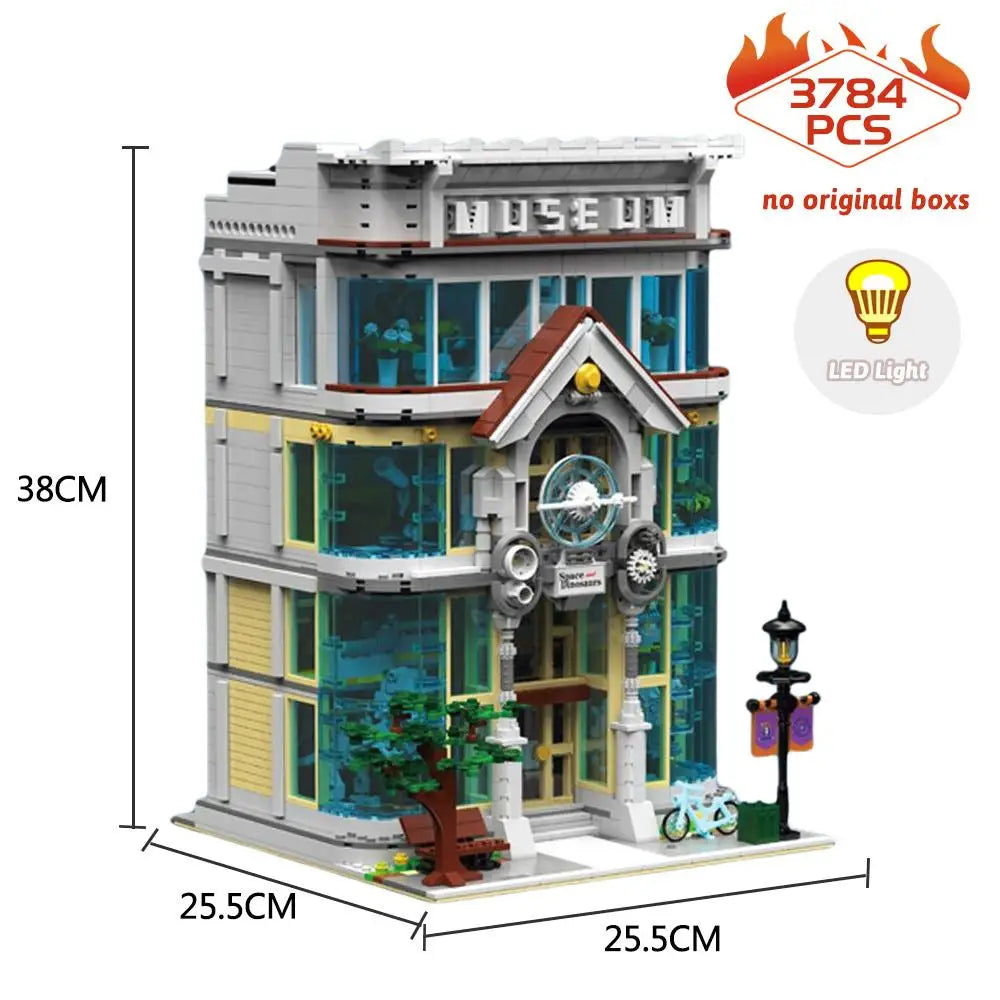 3784pcs Creative Expert Street View Modular Architecture Building Blocks Model MOC Science Museum Bricks House Sets Toys Gifts