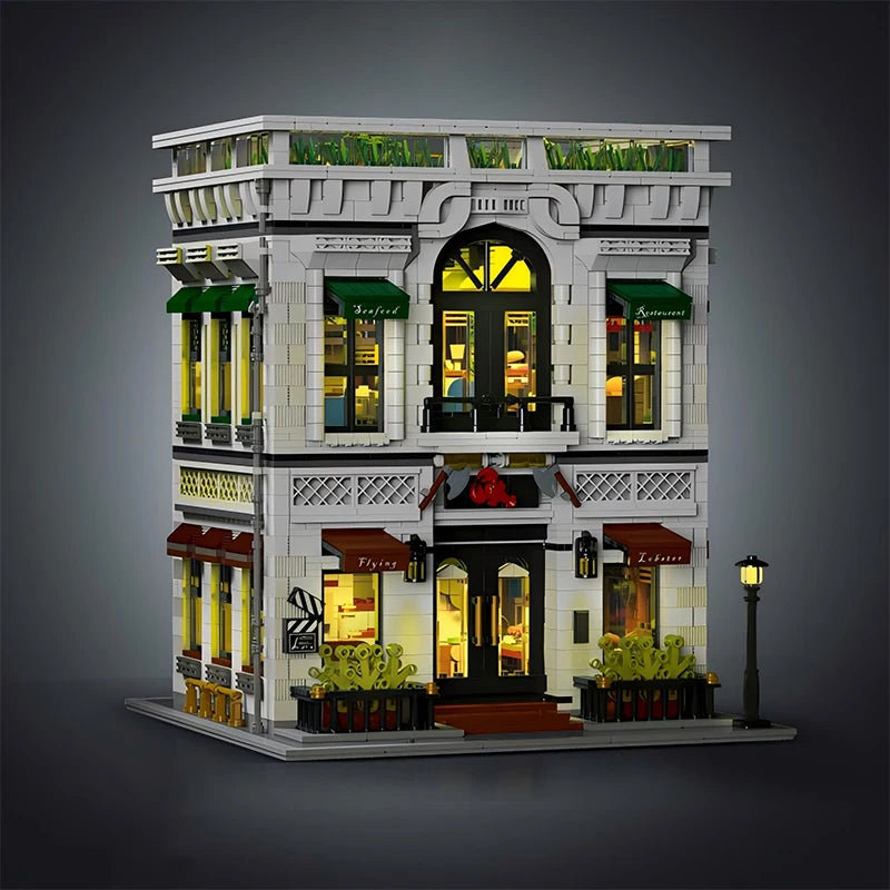 4132PCS City Street View Restaurant Modular Building Blocks MOC Adults Creative Modern Architecture House Model Bricks Kids Gift