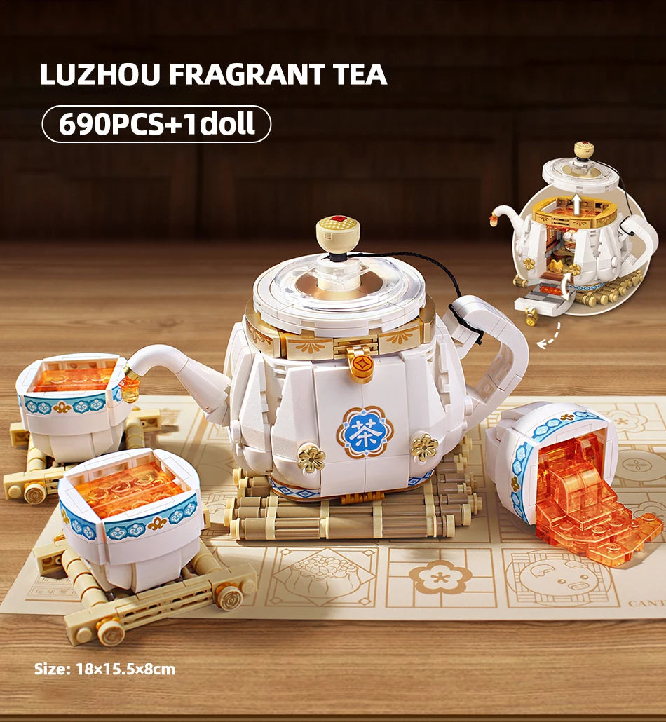 4241Pcs Chinese Culture Cantonese Building Blocks MOC Chinese Morning Tea Food Dim Sum Bricks Toys Christmas Puzzle Kids Gifts