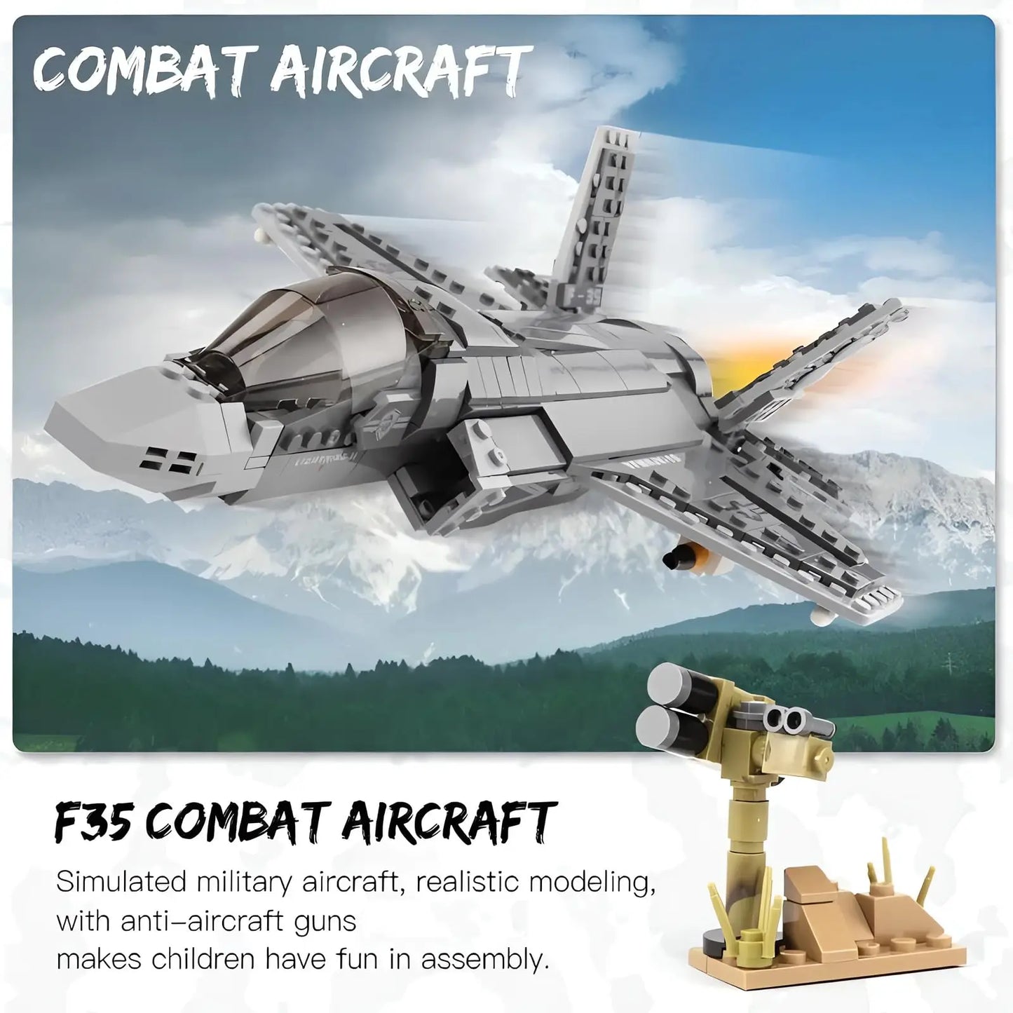 646pcs Military F35 Lightning II Fighter Jet Building Blocks Model Boys Building Toys for 3 4 5 6 7 8 9 10 11 12+ Year Old Gifts