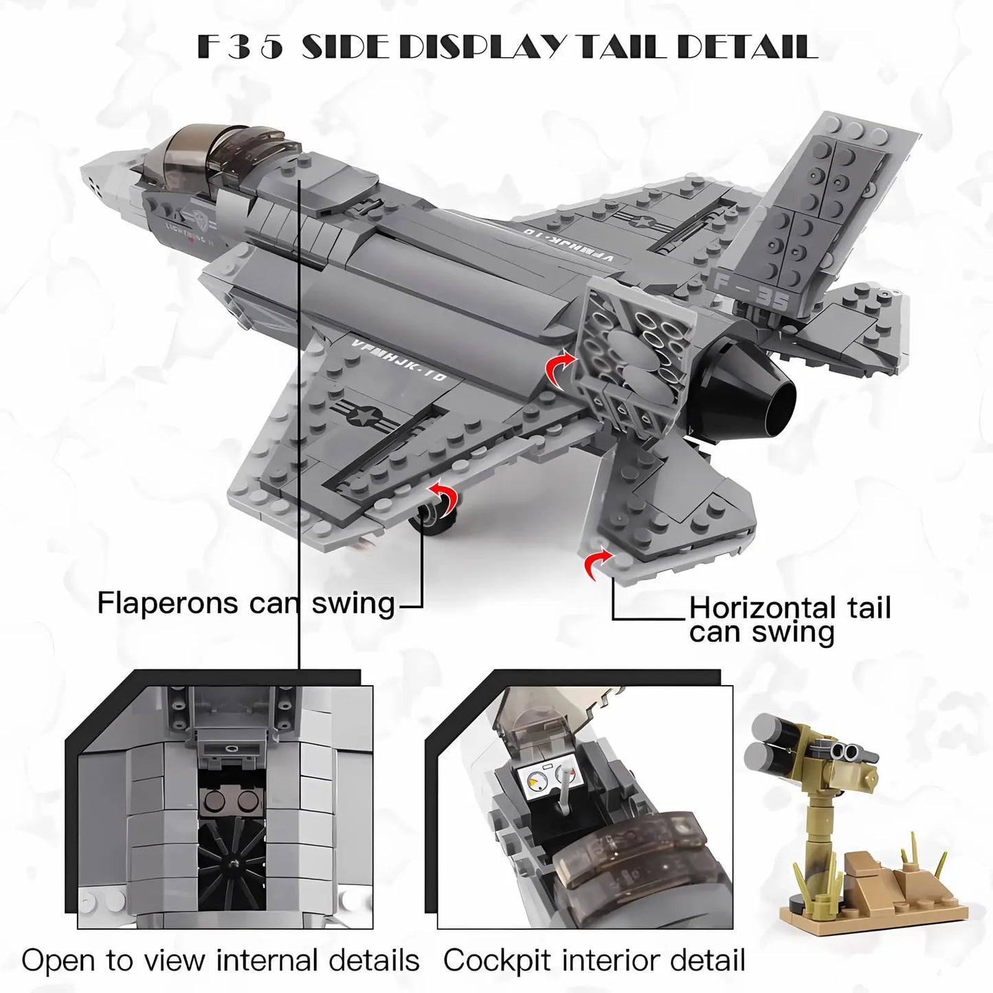 646pcs Military F35 Lightning II Fighter Jet Building Blocks Model Boys Building Toys for 3 4 5 6 7 8 9 10 11 12+ Year Old Gifts