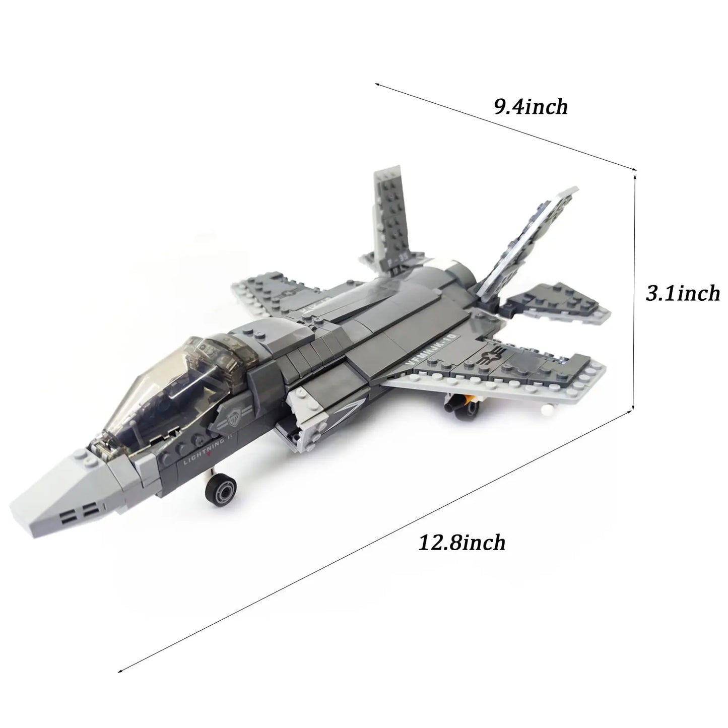 646pcs Military F35 Lightning II Fighter Jet Building Blocks Model Boys Building Toys for 3 4 5 6 7 8 9 10 11 12+ Year Old Gifts