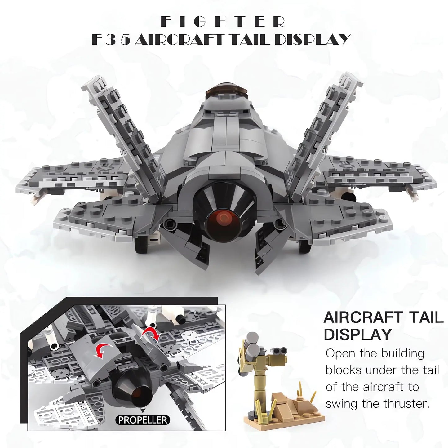 646pcs Military F35 Lightning II Fighter Jet Building Blocks Model Boys Building Toys for 3 4 5 6 7 8 9 10 11 12+ Year Old Gifts