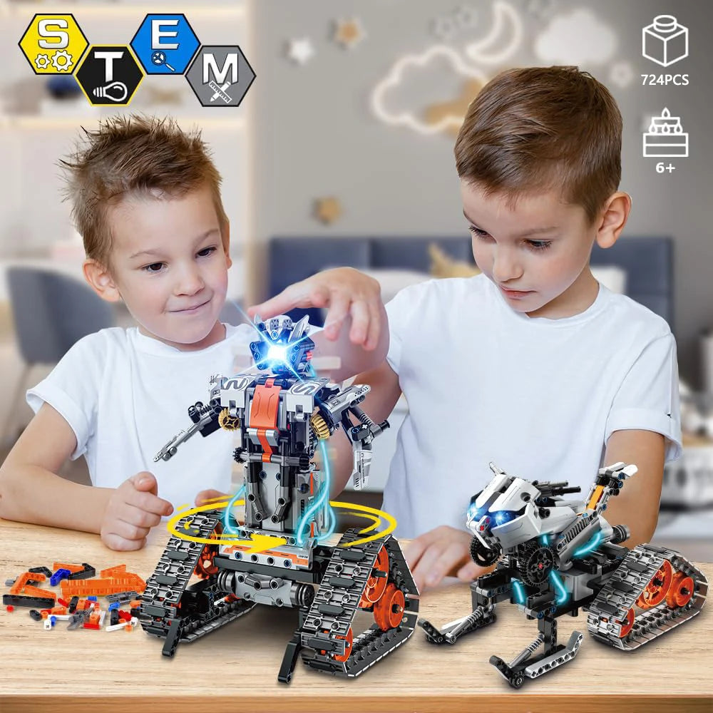 724pcs 4 in 1 City Technical Programming RC Car Robot Building Kit Stem Racing Car 6-16 Year Old Kids Bricks Toys for Boys Gifts