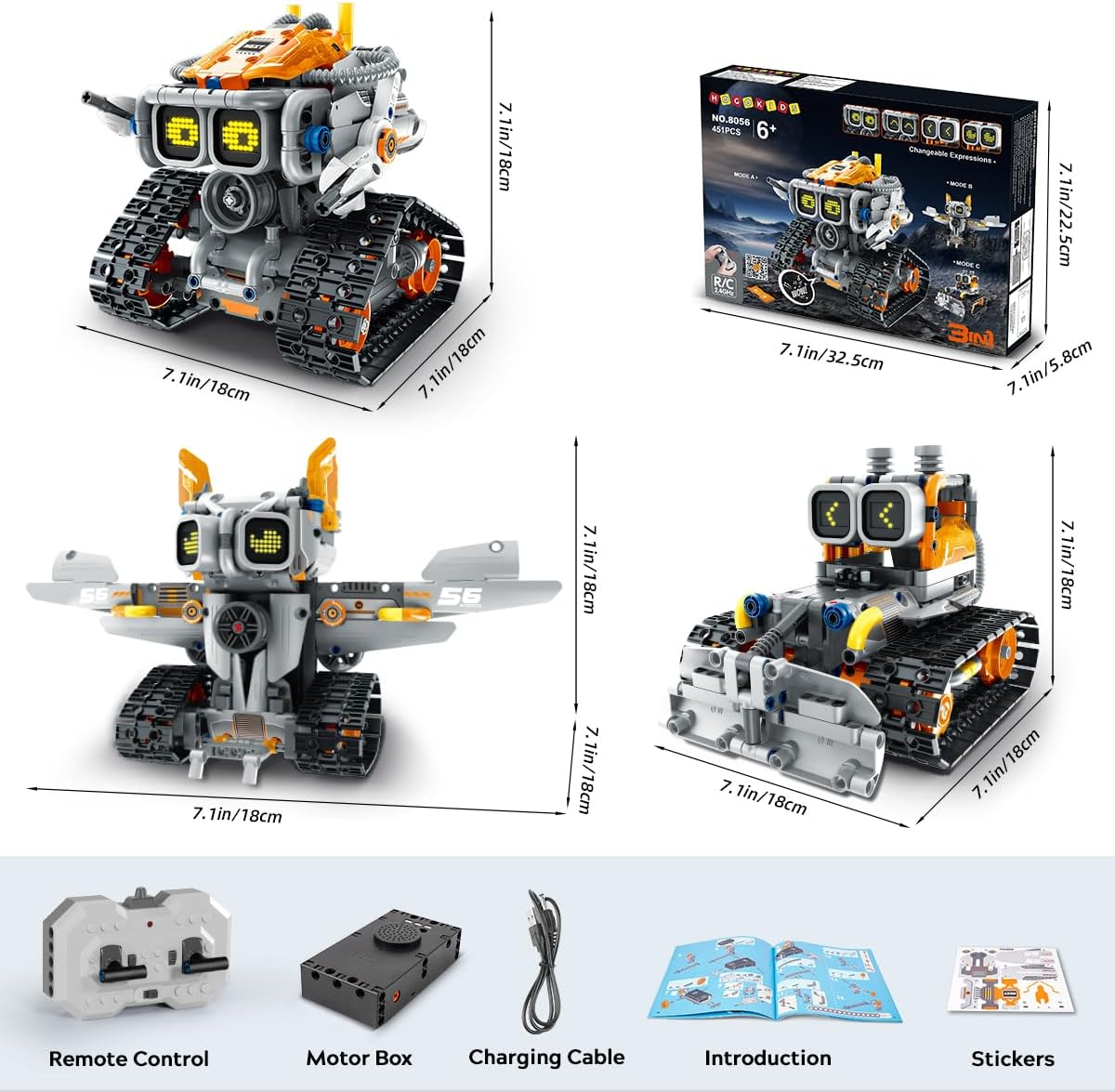 3 in 1 Remote Control Lunar Exploration Programming Truck/Bulldozer Building Blocks Stem Kits for Kids Educational Toy Boys Gift