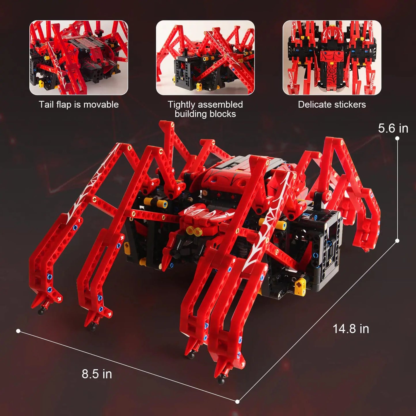 818pcs Remote Control Red Spider STEM Robot Building Block Kit MOC Science Construction Play Sets Educational Toy for Kids Gifts