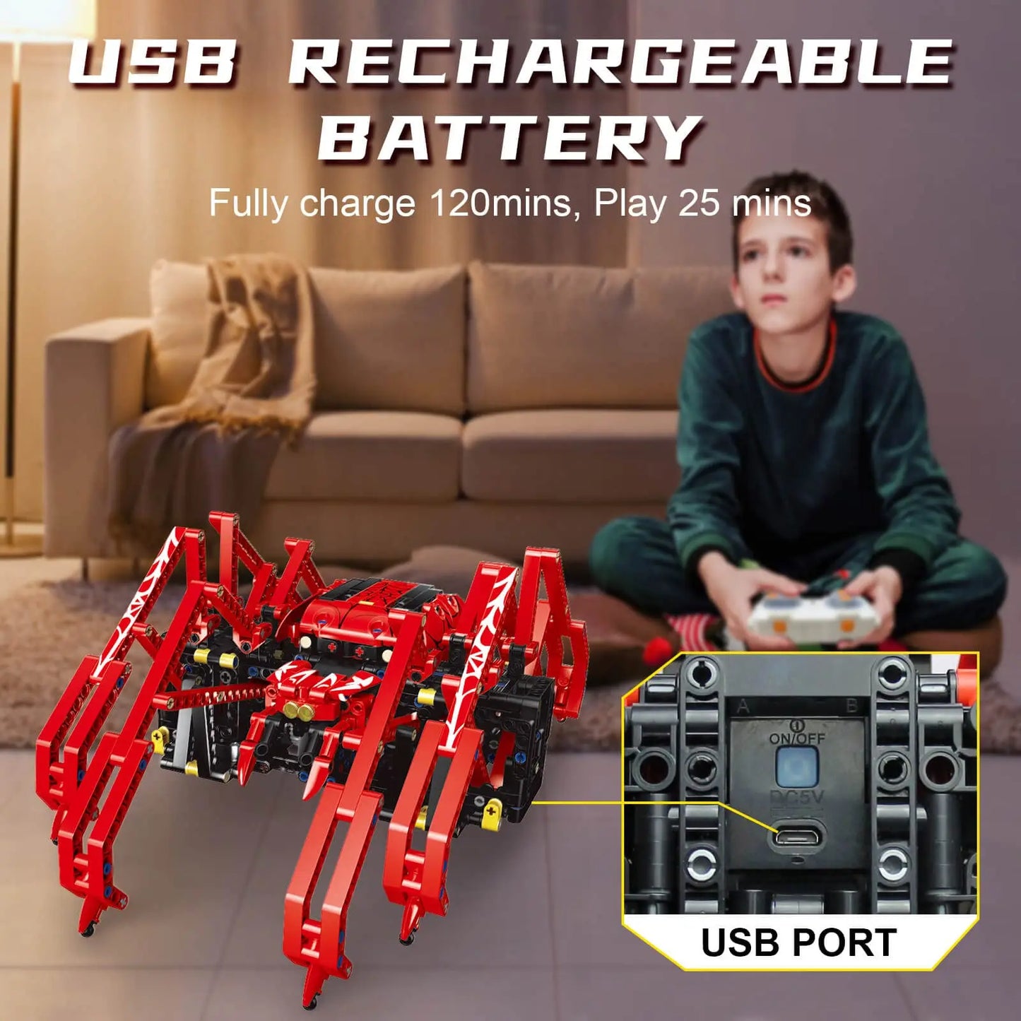 818pcs Remote Control Red Spider STEM Robot Building Block Kit MOC Science Construction Play Sets Educational Toy for Kids Gifts