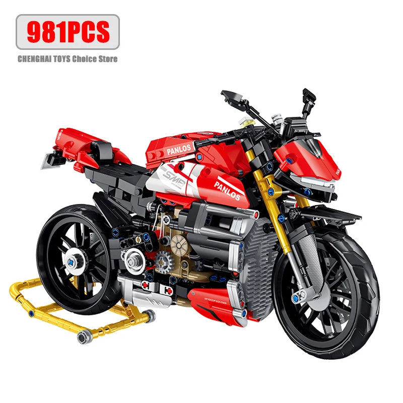 981Pcs City Technical Locomotive Motorcycle Building Blocks MOC Speed Supercar Motorbike Model Bricks Boy Toy for Childrens Gift