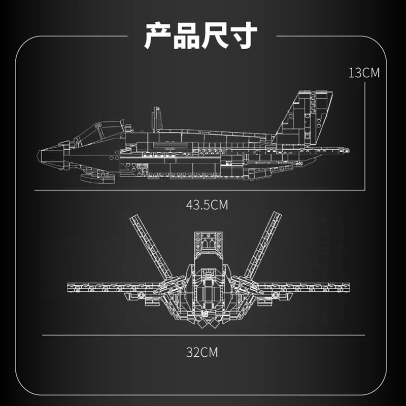 Aircraft Series F35 Fighter Building Blocks Model Famous WWII Military Airplanes MOC Bricks Sets Boys Toys Gifts For Childrens