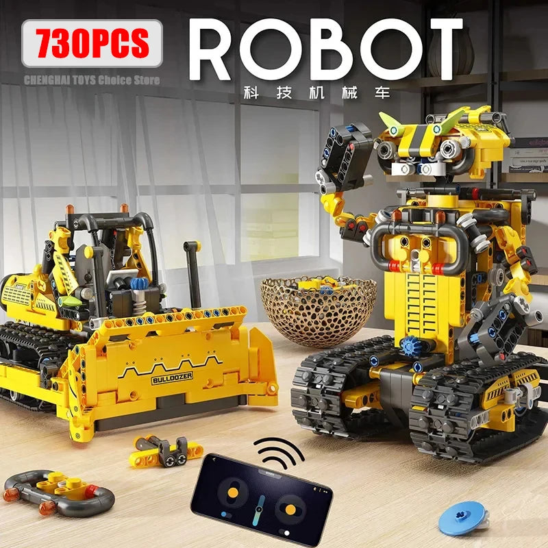 Building Blocks Technical RC Robot Racing Car Model 2 in 1 Creative APP Programming Remote Control Bricks Toys For Children Gift