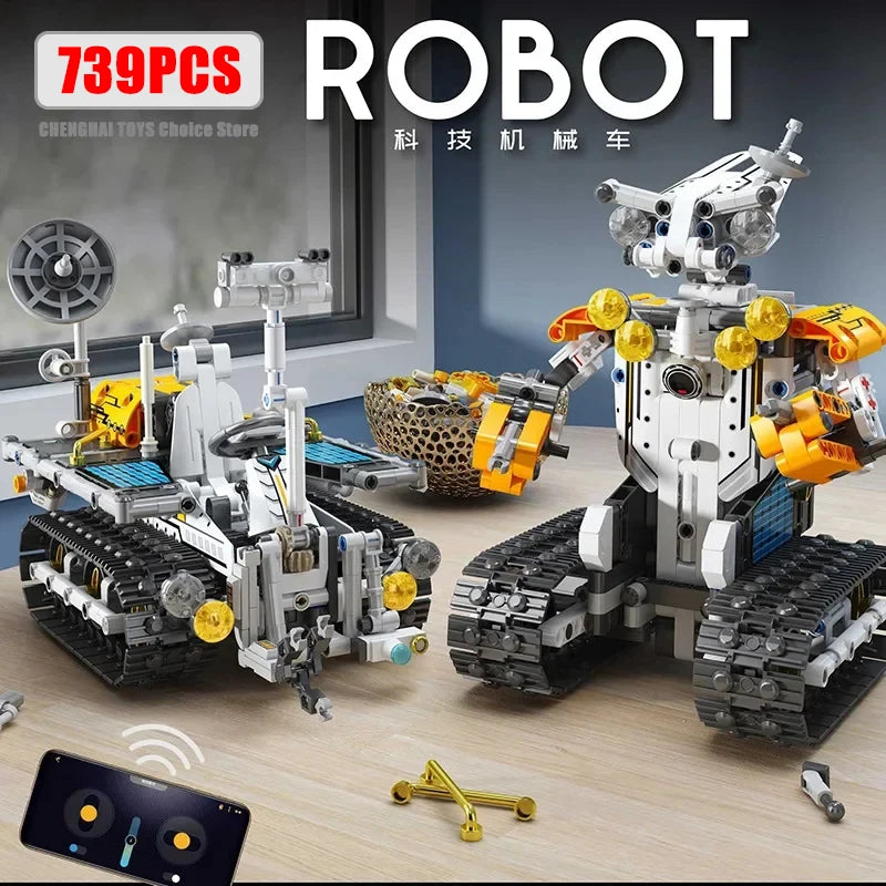 Building Blocks Technical RC Robot Racing Car Model 2 in 1 Creative APP Programming Remote Control Bricks Toys For Children Gift