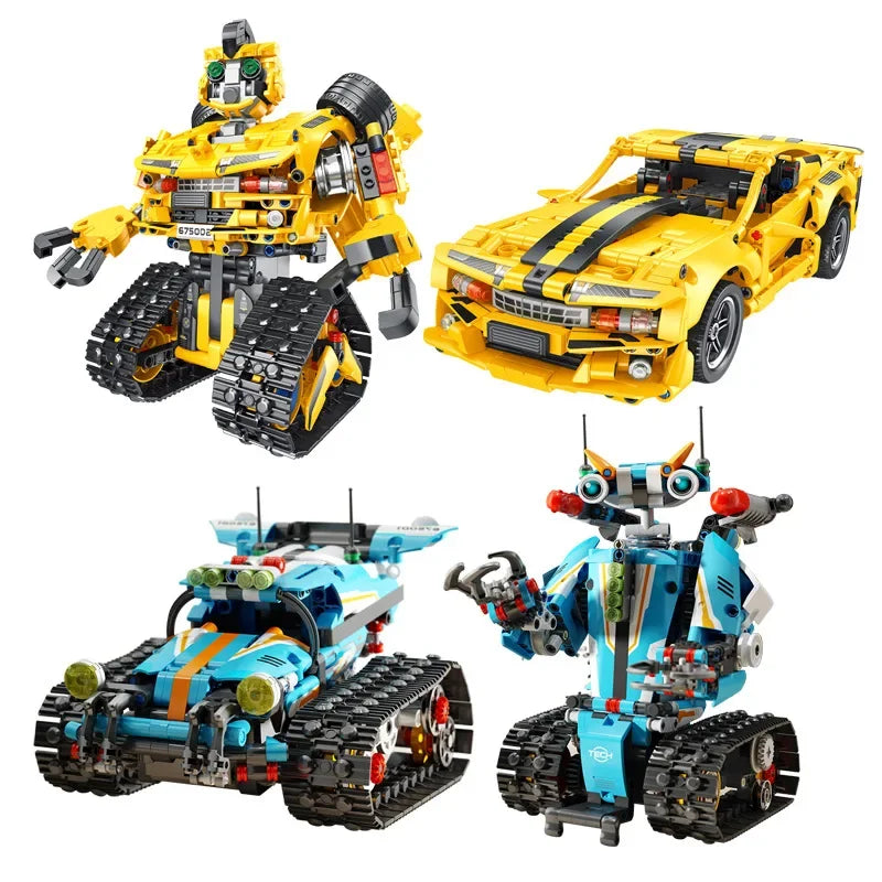 Building Blocks Technical RC Robot Racing Car Model 2 in 1 Creative APP Programming Remote Control Bricks Toys For Children Gift