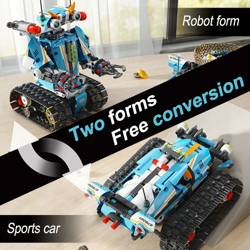 Building Blocks Technical RC Robot Racing Car Model 2 in 1 Creative APP Programming Remote Control Bricks Toys For Children Gift