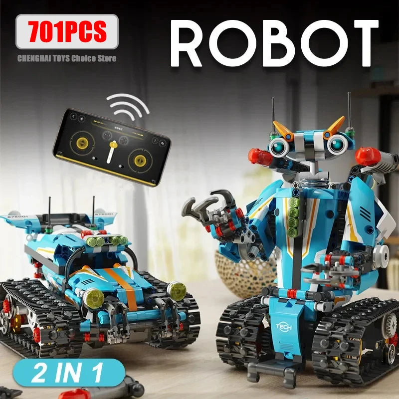 Building Blocks Technical RC Robot Racing Car Model 2 in 1 Creative APP Programming Remote Control Bricks Toys For Children Gift