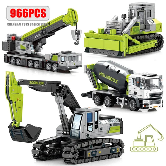 City Engineering Trucks Building Blocks Crane Bulldozer Excavator Childrens Car Construction MOC Bricks Sets Toys For Kids Gifts