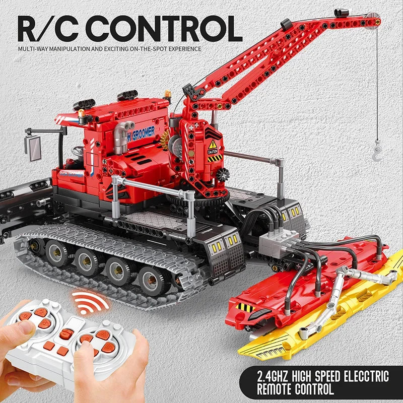 City Winter Remote Control Snow Groomer Building Blocks MOC Electric RC Car Construction Technical Vehicle Bricks Kids Toys Boys