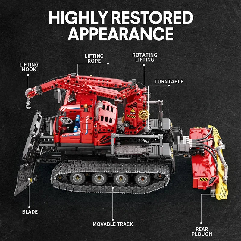 City Winter Remote Control Snow Groomer Building Blocks MOC Electric RC Car Construction Technical Vehicle Bricks Kids Toys Boys