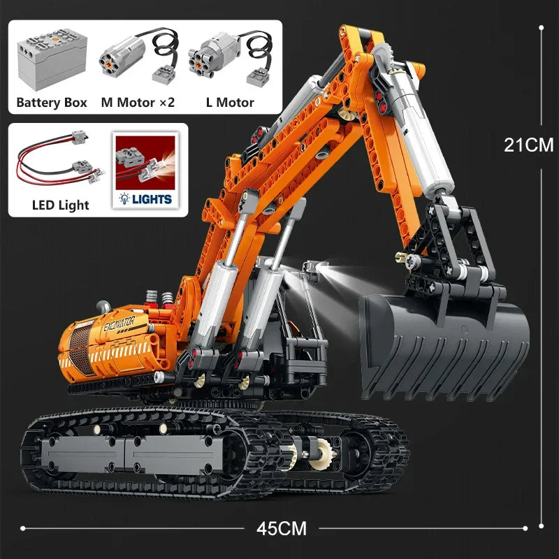 Electric RC Excavator Building Blocks Construction Remote Control Engineering Vehicle Tracked Car Bricks Boys Toys for Kids Gift