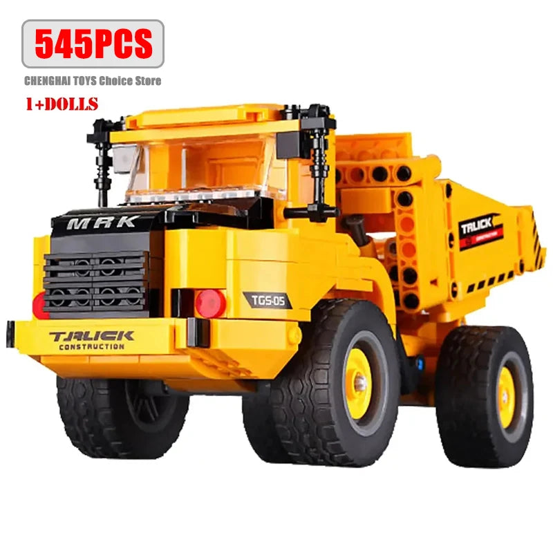 Engineering Trucks Building Blocks Vehicles Excavator Bulldozer Crane Car Bricks City Construction Boys Toys for Childrens Gifts