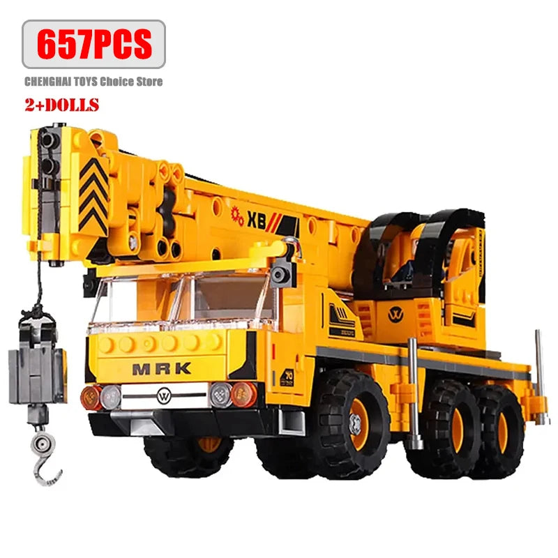 Engineering Trucks Building Blocks Vehicles Excavator Bulldozer Crane Car Bricks City Construction Boys Toys for Childrens Gifts