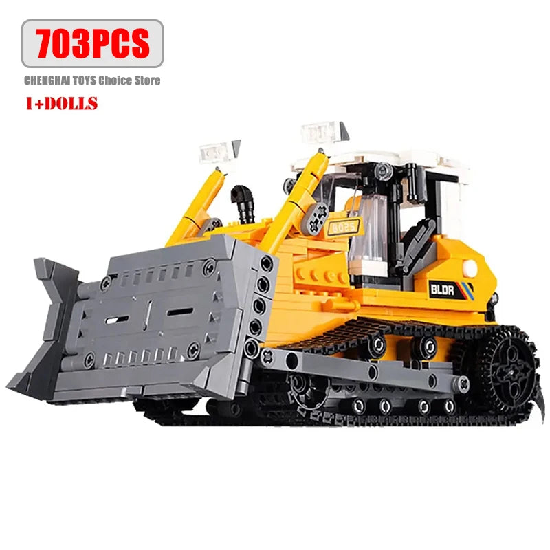 Engineering Trucks Building Blocks Vehicles Excavator Bulldozer Crane Car Bricks City Construction Boys Toys for Childrens Gifts