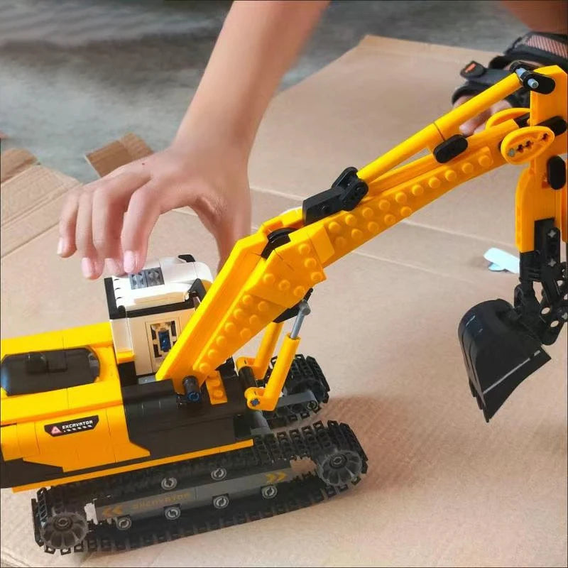 Engineering Trucks Building Blocks Vehicles Excavator Bulldozer Crane Car Bricks City Construction Boys Toys for Childrens Gifts