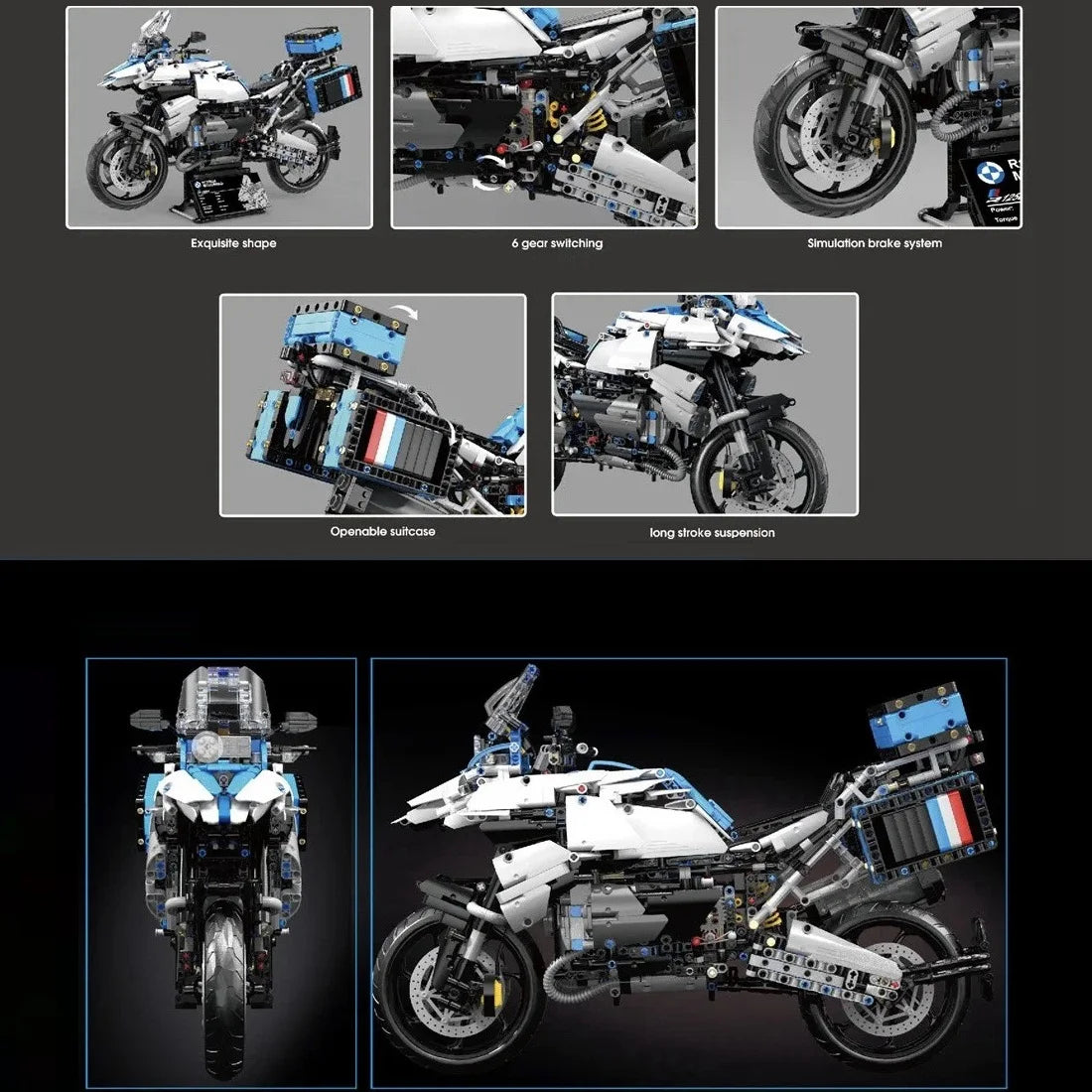 High Tech 1:5 Motorcycle City Sports Rapid Racing Motorbike Locomotive Moc Modular Brick Model Building Block Boy Gift Toy T4022