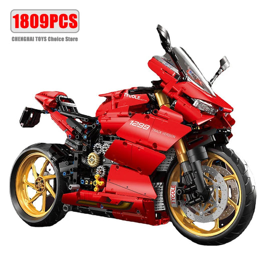 High Tech 1:5 Motorcycle City Sports Rapid Racing Motorbike Locomotive Moc Modular Brick Model Building Block Boy Gift Toy T4020